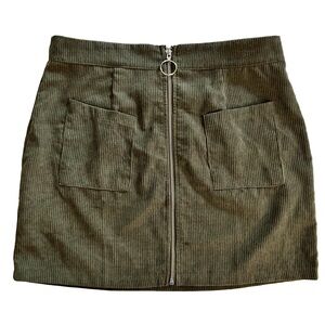 Olive A-Line Corduroy Skirt